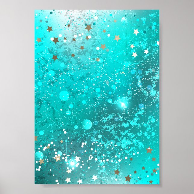 Mint Turquoise Foil Background Poster (Front)