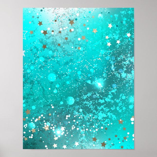 Mint Turquoise Foil Background Poster (Front)