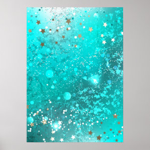 Mint Turquoise Foil Background Poster