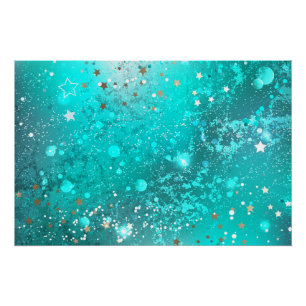 Mint Turquoise Foil Background Poster