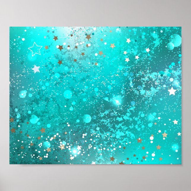 Mint Turquoise Foil Background Poster (Front)