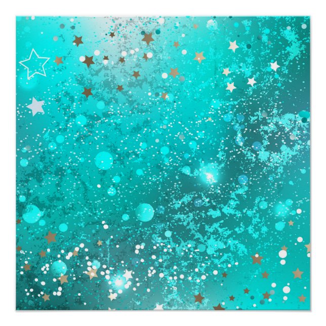 Mint Turquoise Foil Background Poster (Front)