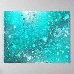 Mint Turquoise Foil Background Poster
