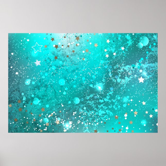 Mint Turquoise Foil Background Poster (Front)