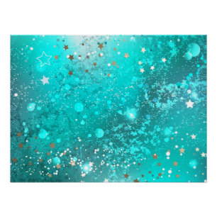Mint Turquoise Foil Background Poster
