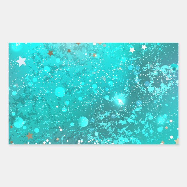 Mint Turquoise Foil Background Rectangular Sticker (Front)
