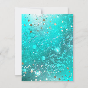 Mint Turquoise Foil Background RSVP Card