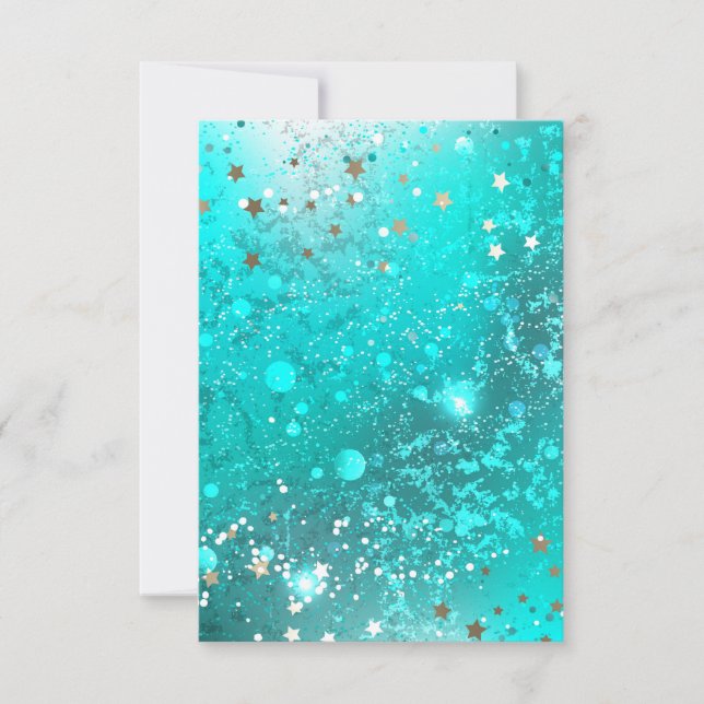 Mint Turquoise Foil Background RSVP Card (Front)