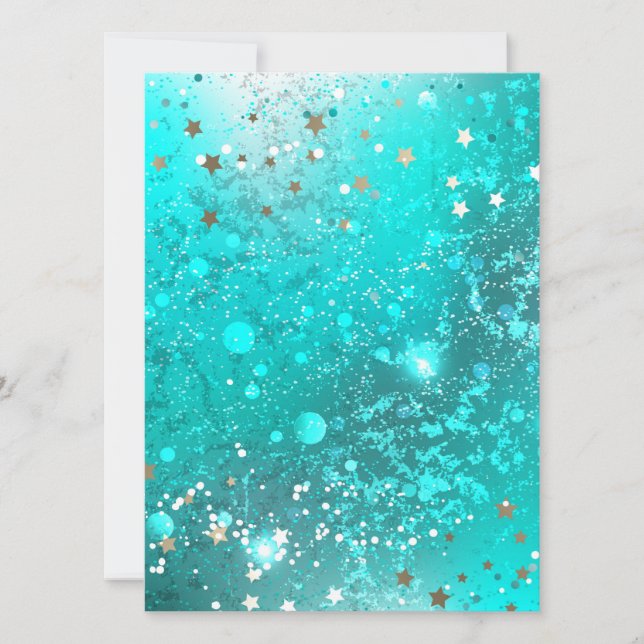 Mint Turquoise Foil Background Save The Date (Front)