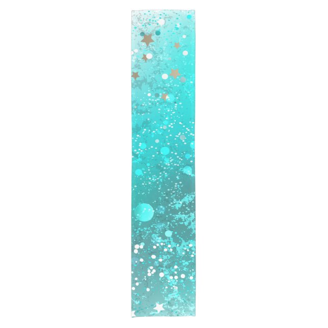 Mint Turquoise Foil Background Short Table Runner (Front)