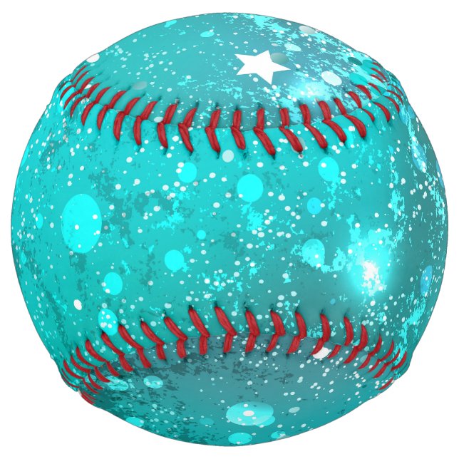 Mint Turquoise Foil Background Softball (Front)