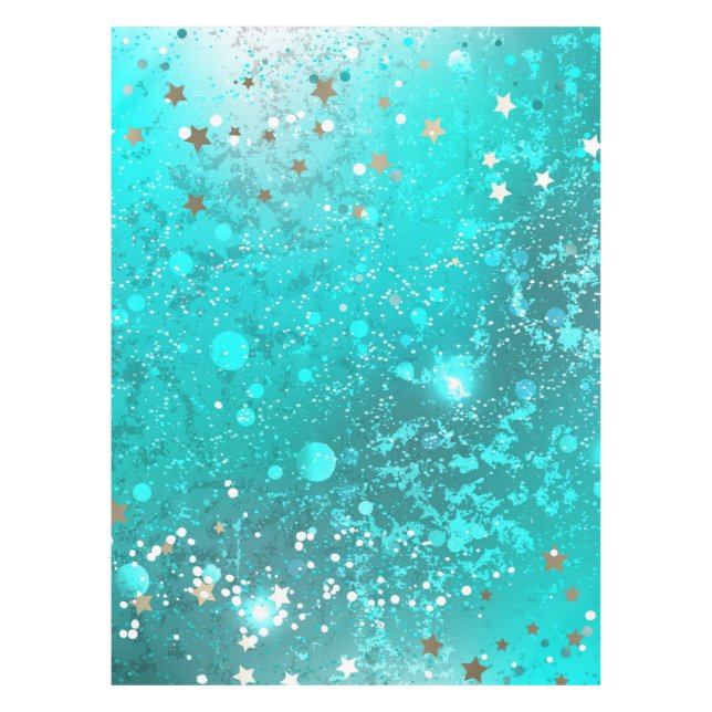 Mint Turquoise Foil Background Tablecloth (Front)