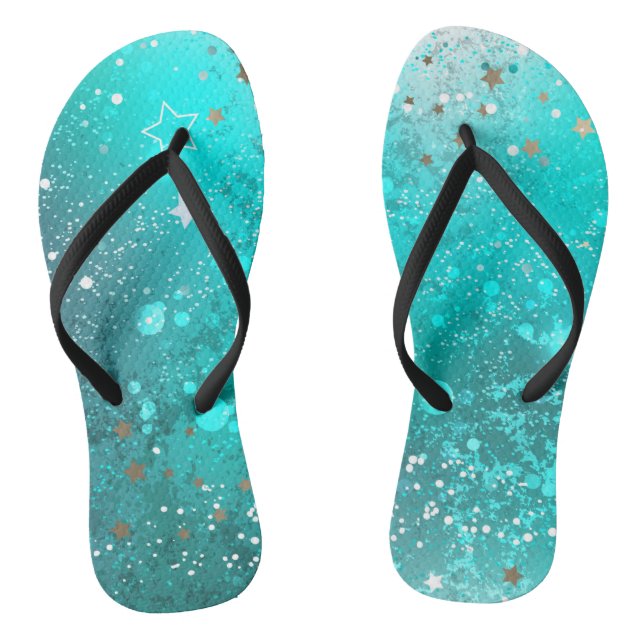 Mint Turquoise Foil Background Thongs (Footbed)
