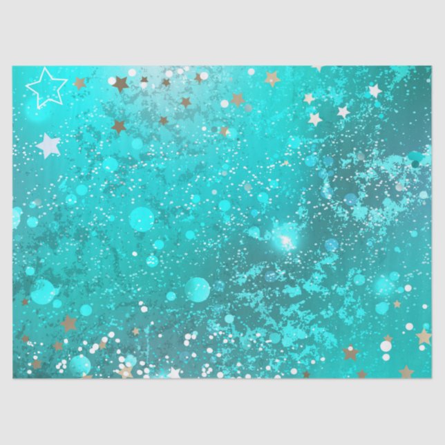 Mint Turquoise Foil Background Tissue Paper (Front)