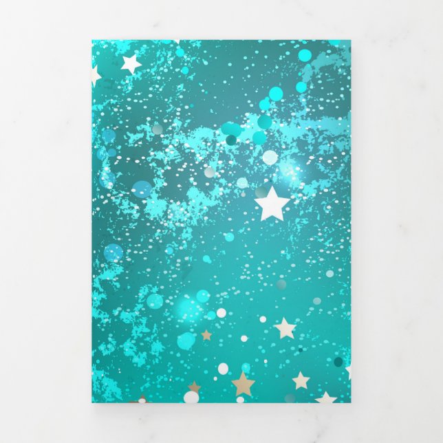 Mint Turquoise Foil Background Tri-Fold Programme (Cover)