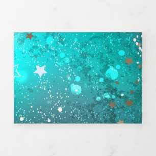 Mint Turquoise Foil Background Tri-Fold Programme