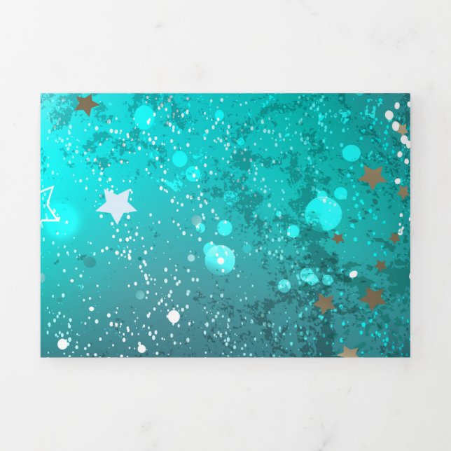 Mint Turquoise Foil Background Tri-Fold Programme (Cover)