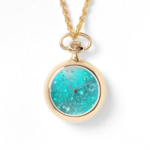 Mint Turquoise Foil Background Watch