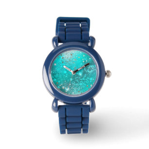Mint Turquoise Foil Background Watch