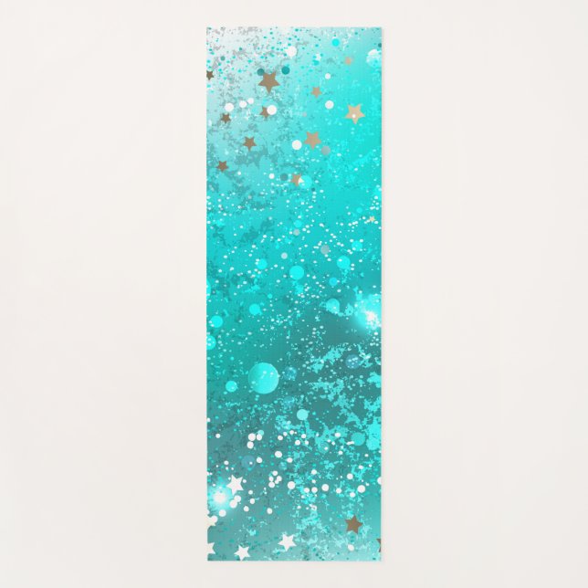 Mint Turquoise Foil Background Yoga Mat (Front)
