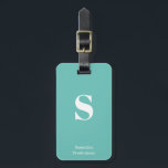 Mint Turquoise Green Monogram Stylish Typewriter L Luggage Tag<br><div class="desc">Modern Mint Turquoise Green Monogram Stylish Typewriter Luggage Tag for your travels and vacation,  customise this stylish bag tag it with your own initial monogram and name.</div>