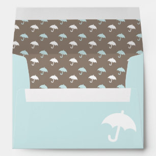 Mint Umbrella Baby Shower Envelopes