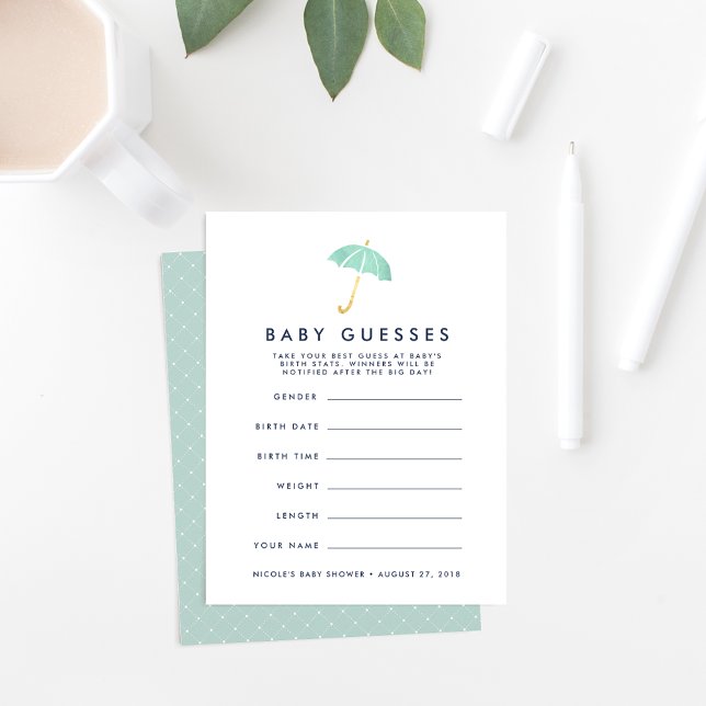 Mint Umbrella Baby Shower Guessing Game (Creator Uploaded)