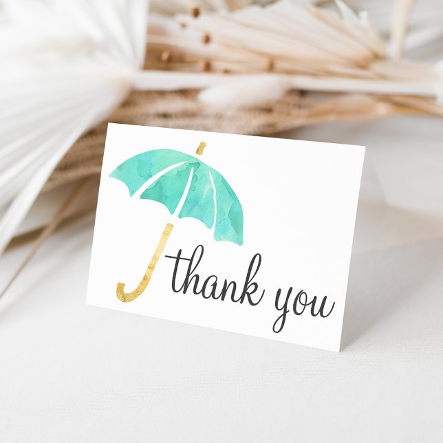Mint Umbrella Baby Shower Thank You Cards (Creator Uploaded)