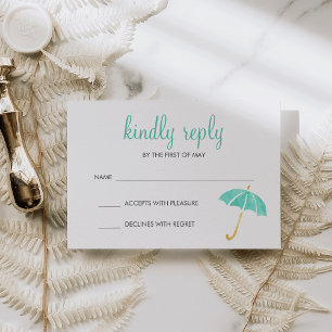 Mint Umbrella Neutral Baby Shower RSVP Response