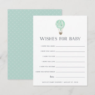 Mint Up in the Air Baby Shower Wishes Card