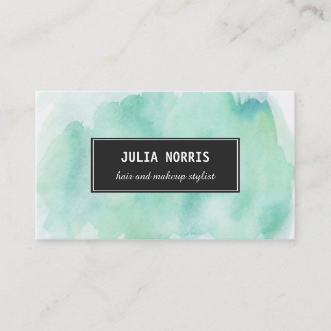 Mint Watercolor Business Card (Front)