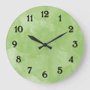 Mint Watercolor chic green pastel Large Clock