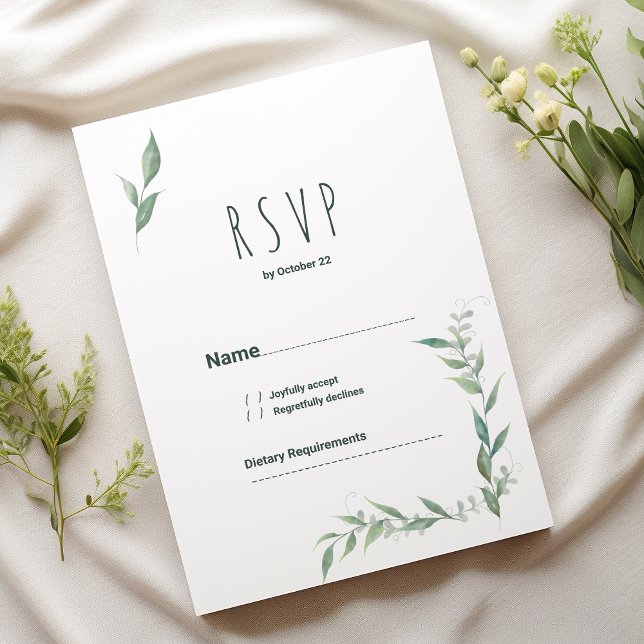 Mint watercolor greenery wreath RSVP Invitation (Mint watercolor greenery wreath RSVP)