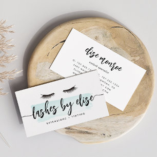 Mint Watercolor Lash Services Business Card