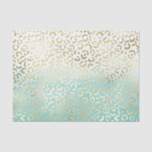 Mint Watercolor Ombre Glam Gold Leopard Tissue Paper