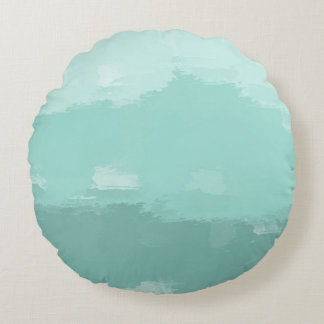 Mint Watercolor Ombre Round Cushion