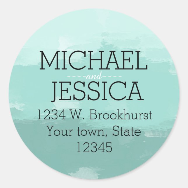 Mint Watercolor Personalised Classic Round Sticker (Front)