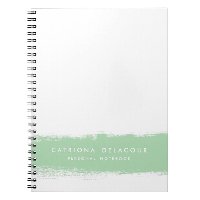 Mint Watercolor Splash Personalised Notebook (Front)