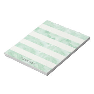 Mint Watercolor Stripes Personalised Notepad