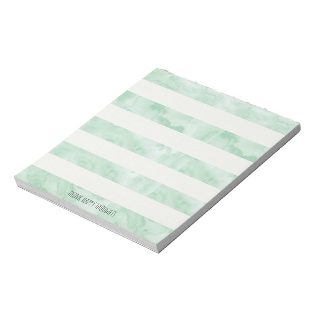 Mint Watercolor Stripes Personalised Notepad (Rotated)