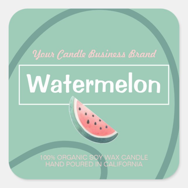 Mint Watermelon Cute Style Modern Candles Labels  (Front)