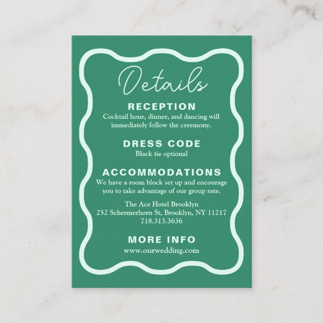  Mint Wavy Retro Wedding Enclosure Card (Front)