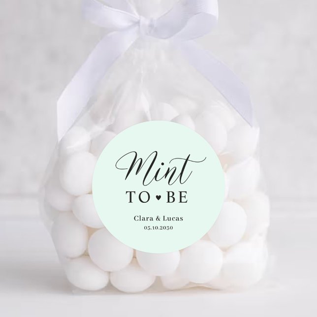 Mint Wedding Bridal Engagement Party Favours Classic Round Sticker (Creator Uploaded)