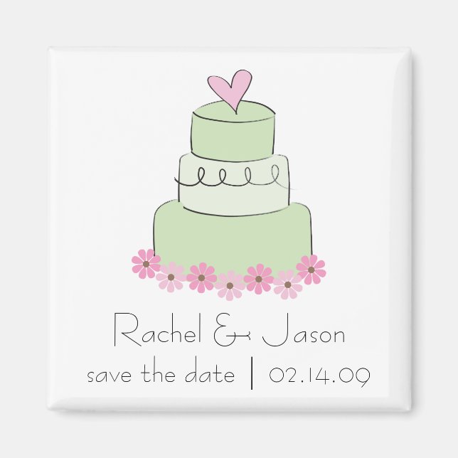 Mint Wedding Cake | Save the Date Magnet (Front)