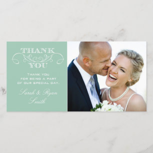 Mint Wedding Photo Thank You Cards