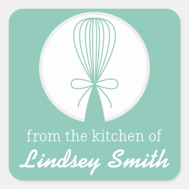 Mint Whisk Silhouette Kitchen Labels (Front)