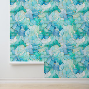 Mint White Aqua Abstract Wallpaper
