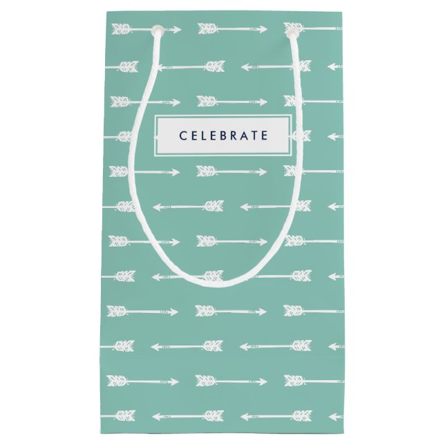 Mint & White Arrows Pattern Customised Gift Bag (Front)