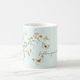 Mint White Flowers Butterflies Bridal Shower Coffee Mug