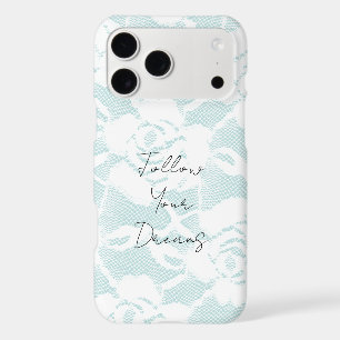 Mint White Lace Roses Floral